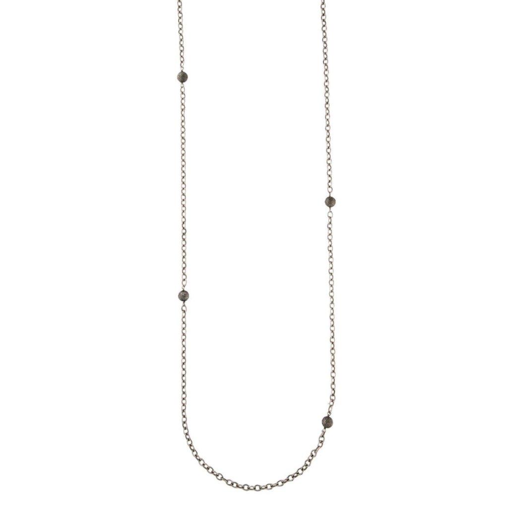 Sheryl Lowe 2.06ctw Diamond Ball Sterling Silver Station Necklace
